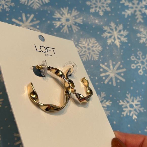 LOFT Gold Jewelry Set, Multi Layered Necklace, Hoop Earrings, & Beaded Bracelet - Picture 15 of 16